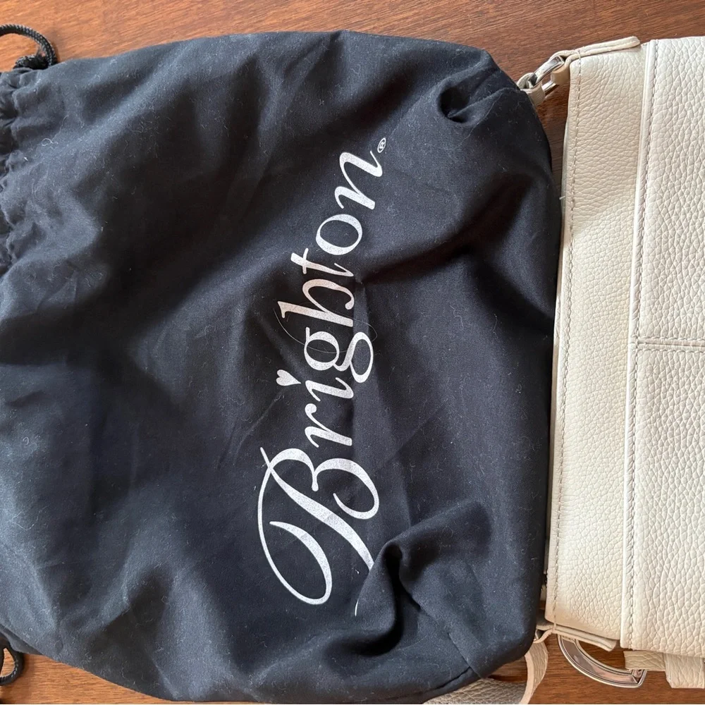 Brighton Collectibles Elegant Leather Cream Crossbody Bag   with Heart Accent - Picture 9 of 9